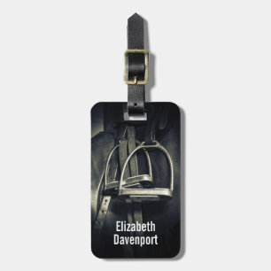 Étiquette À Bagage Élégant bâton d'argent sur selle d'équitation angl