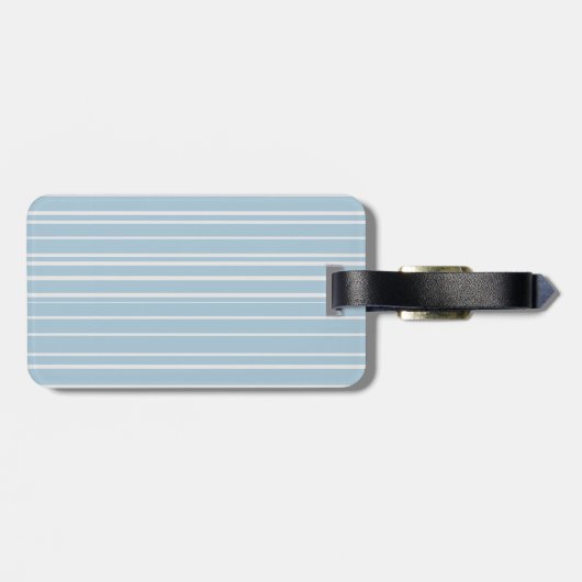 Étiquette À Bagage Élégant bébé bleu rayé monogrammed (Dos horizontal)