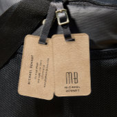 Étiquette À Bagage Élégant Beige Monogramme