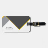 Étiquette À Bagage Elegant Black & Golden Border geometric Background (Devant horizontal)