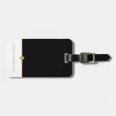 Étiquette À Bagage Elégant Black White Gold (Devant horizontal)