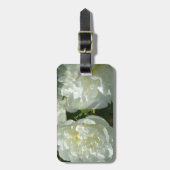 Étiquette À Bagage Elégant blanc peony floral blanc photo (Devant Vertical)