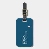 Étiquette À Bagage Elégant bleu personnalisé (Devant Vertical)