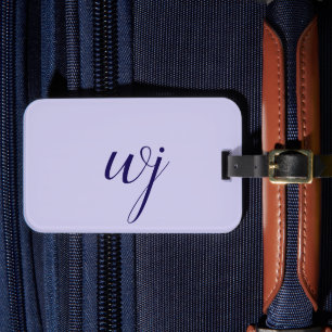 Étiquette À Bagage Élégant bleu personnalisé lettrage initiales