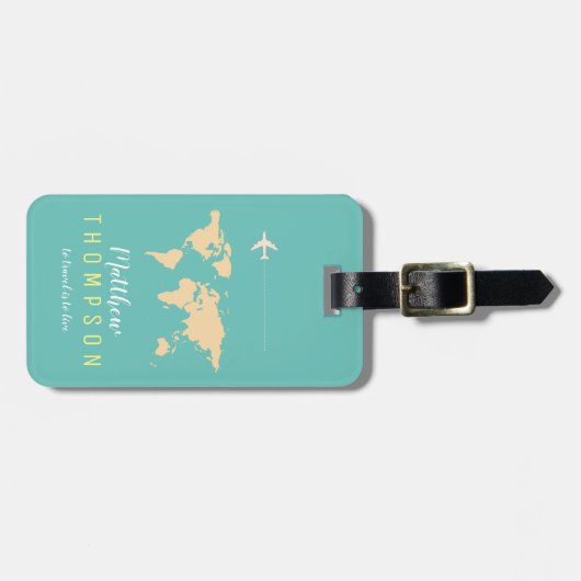 Étiquette À Bagage élégant bleu turquoise (Devant horizontal)