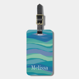 Étiquette À Bagage Elégant bleu Turquoise aquarelle