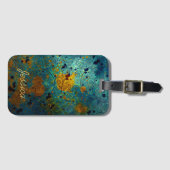 Étiquette À Bagage Elegant Blue and Gold Vine Abstract Personalised (Devant Horizontal)
