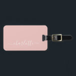 Étiquette À Bagage Élégant Blush Pink Nom du script Personnalisé<br><div class="desc">Élégant Blush Pink Nom du script Bagage personnalisé Balise</div>