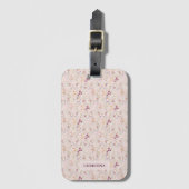 Étiquette À Bagage Élégant Boho Aquarelle Fleur Papillon Monogramme (Devant Vertical)