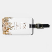 Étiquette À Bagage Élégant Boho Neutre Floral Mariage (Devant horizontal)