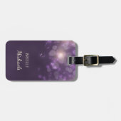 Étiquette À Bagage Élégant Bokeh Parties scintillant Violet Éclat Ave (Devant horizontal)