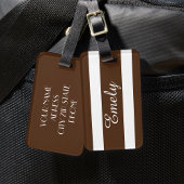 Étiquette À Bagage Élégant Brown blanc rayures Nom du Motif
