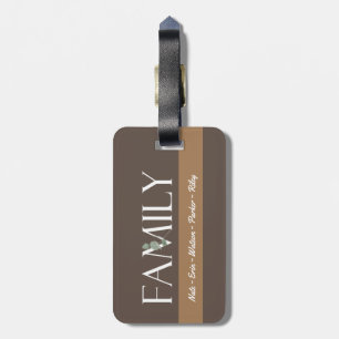 Étiquette À Bagage Élégant Brown Striped Family Names
