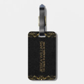 Étiquette À Bagage Elégant cadre Faux Gold Floral (Dos Vertical)