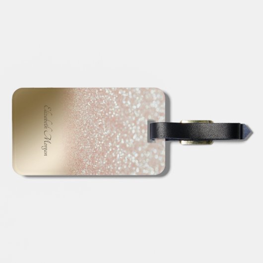 Étiquette À Bagage Élégant Chat, Palmiers, Parties scintillant Bokeh  (Dos horizontal)