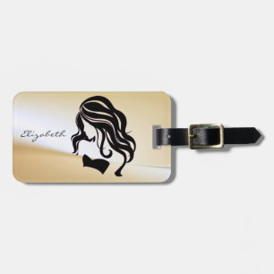 Étiquette À Bagage Élégant Chic de Style -Fille Silhouette,Personnali