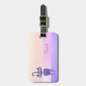 Étiquette À Bagage Élégant Chic élégant, Chat Whimsical (Devant Vertical)