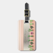 Étiquette À Bagage Élégant Chic Élégant, Fleurs, Cactus (Devant Vertical)