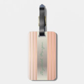 Étiquette À Bagage Élégant Chic, Fleurs, Rose (Dos Vertical)