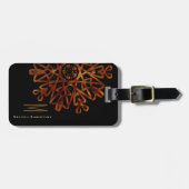 Étiquette À Bagage Élégant Chic Gold Ornate Monogramme (Devant horizontal)