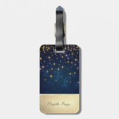 Étiquette À Bagage Elégant Chic Gold Stars Marine Bleu (Dos Vertical)