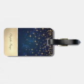 Étiquette À Bagage Elégant Chic Gold Stars Marine Bleu (Dos horizontal)