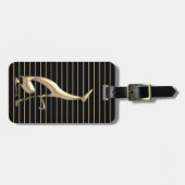 Étiquette À Bagage Elégant chien rayé noir et or Greyhound (Devant horizontal)