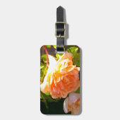 Étiquette À Bagage Elégant classique pêche orange rose floral (Devant Vertical)