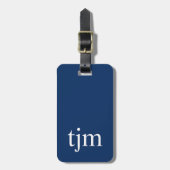 Étiquette À Bagage Élégant Code QR Monogramme Gras Bleu Blanc (Devant Vertical)