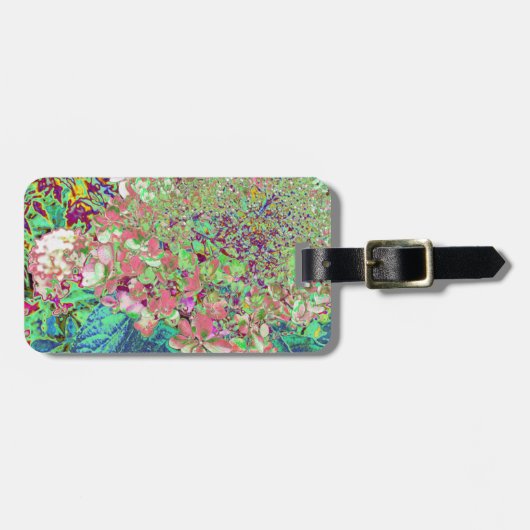 Étiquette À Bagage Élégant Corail et Chartreuse Limelight Hydrangea (Devant horizontal)