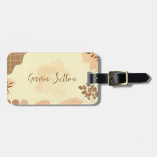 Étiquette À Bagage Élégant crème et marron