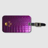 Étiquette À Bagage Élégant Crocodile Vivid Violet Faux Monogramme (Devant Horizontal)