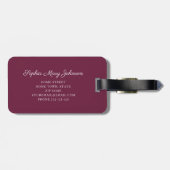 Étiquette À Bagage Élégant Croix Rouge Rouge Bourgogne Script (Dos horizontal)