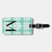 Étiquette À Bagage Elégant Damask Shell Flourdissant Personnalisé (Devant horizontal)