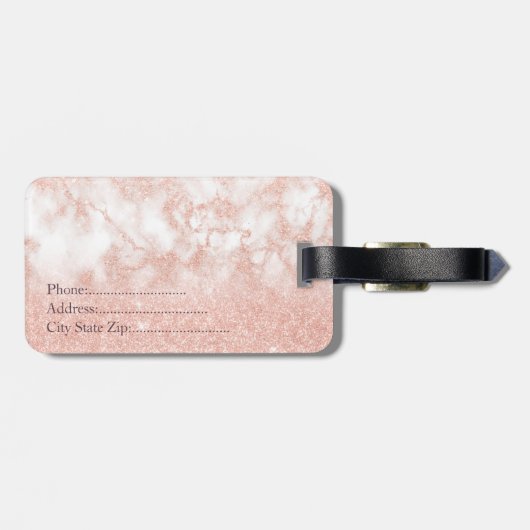 Étiquette À Bagage Elégant dégradé cuivre rose or parties scintillant (Dos horizontal)