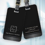 Étiquette À Bagage Elégant dégradé gris bordure ajouter logo noir<br><div class="desc">Élégante étiquette à bagages avec des bordures de dégradé gris,  votre logo et votre nom personnalisés.</div>