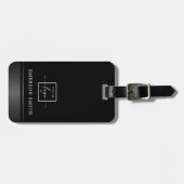 Étiquette À Bagage Elégant dégradé gris bordure ajouter logo noir (Devant horizontal)