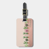 Étiquette À Bagage Elégant Design Chic Aquarelle Cactus (Devant Vertical)