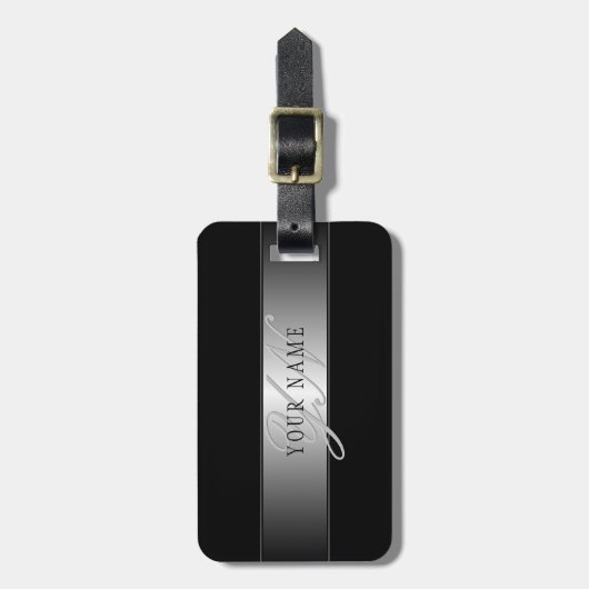 Étiquette À Bagage Élégant écriture de script de monogramme modifiabl (Devant Vertical)