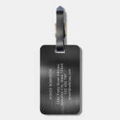 Étiquette À Bagage Élégant élégant 2 Monogramme initial Black Metal (Dos Vertical)