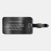 Étiquette À Bagage Élégant élégant 2 Monogramme initial Black Metal (Dos horizontal)