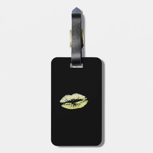 Étiquette À Bagage Élégant élégant - Lèvres de Glitterie, Personnalis (Dos Vertical)