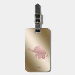 Étiquette À Bagage Élégant éléphant pailleté or rose - Personnalisé