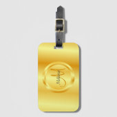 Étiquette À Bagage Elégant Faux Gold Moderne Monogramme Modèle (Devant Vertical)