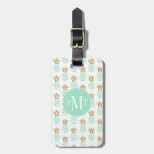 Étiquette À Bagage Élégant faux motif d'ananas tropical