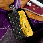 Étiquette À Bagage Élégant faux or parties scintillant noir diamant m<br><div class="desc">Jolie chic et élégant parties scintillant en faux or girly et le design en diamant noir Tuffted pour la tendance-savvy et amoureux de l'art hanche tendance. Ce design élégant et sophistiqué conviendra aux filles qui aiment les designs brillants et classe. Montrez votre style personnel, regardez à la mode, branché et...</div>