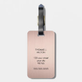 Étiquette À Bagage Elegant Faux Rose Golden Bold Monogram  (Dos Vertical)