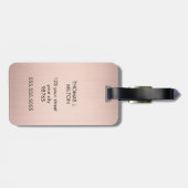 Étiquette À Bagage Elegant Faux Rose Golden Bold Monogram  (Dos horizontal)