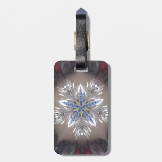 Étiquette À Bagage Élégant Festif Star de Noël Bleu brillant Blanc (Dos Vertical)