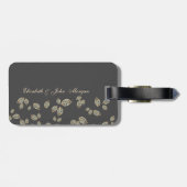 Étiquette À Bagage Élégant Feuilles chic or (Dos horizontal)